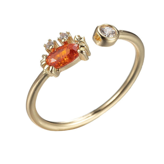 Dainty Crab Ring Gold Band Animal Ring Micro Pave Open Adjustable Ring