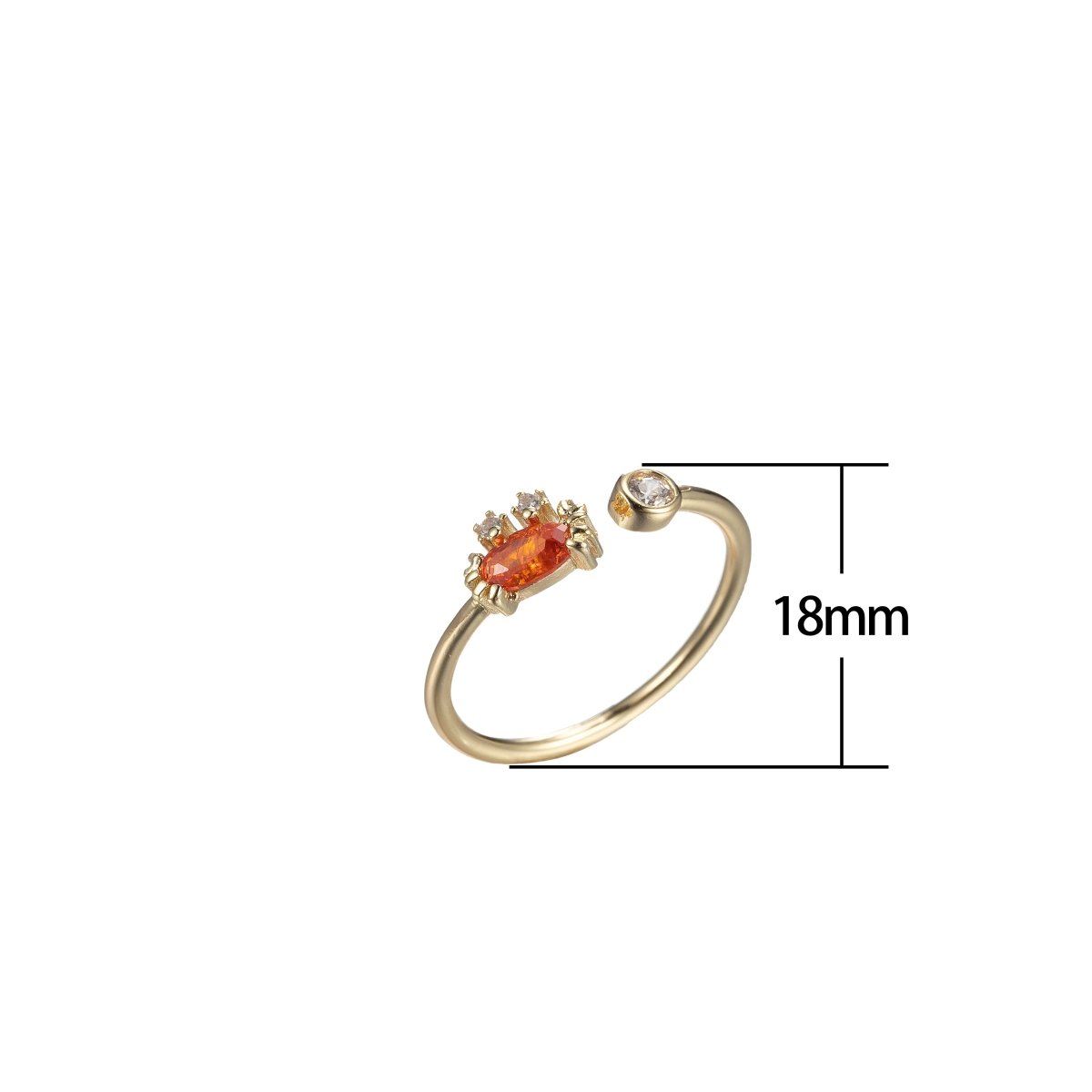 Dainty Crab Ring Gold Band Animal Ring Micro Pave Open Adjustable Ring