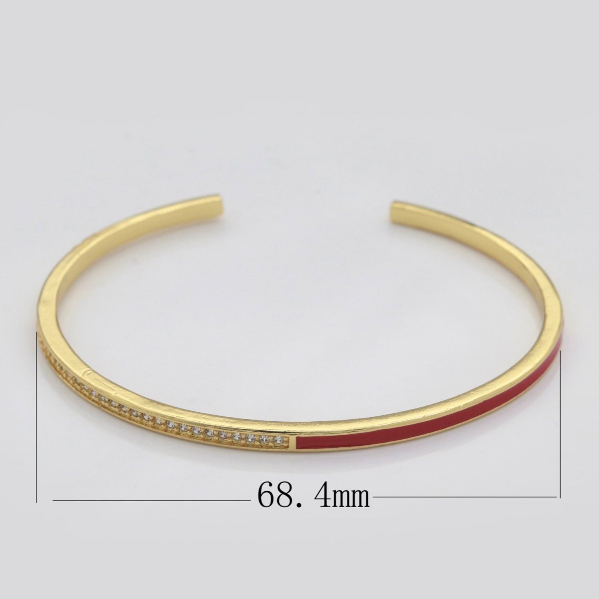 Dainty Mirco Pave CZ Enamel Cuff Bracelet Minimalist Bangle Stackable Bracelet