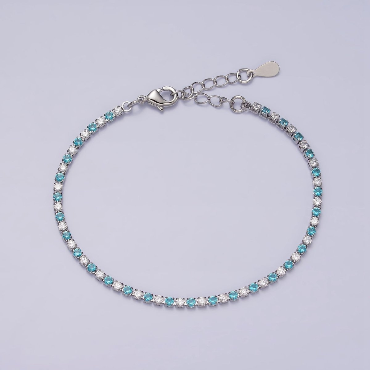 Dainty Diamond CZ Tennis Bracelet Blue Green Red Clear CZ Tennis Bracelet