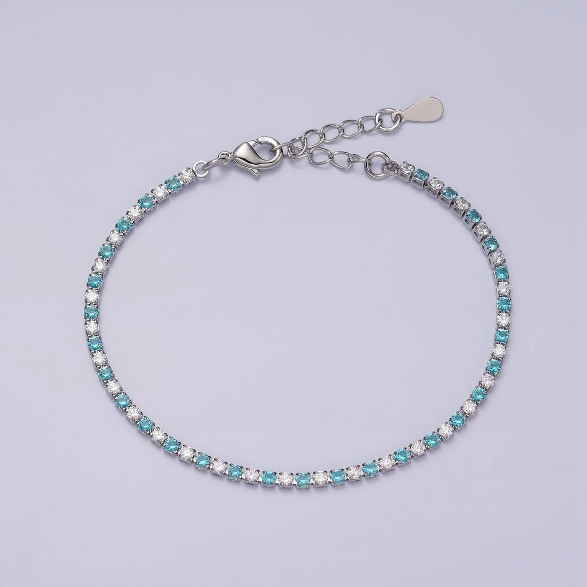 Dainty Diamond CZ Tennis Bracelet Blue Green Red Clear CZ Tennis Bracelet