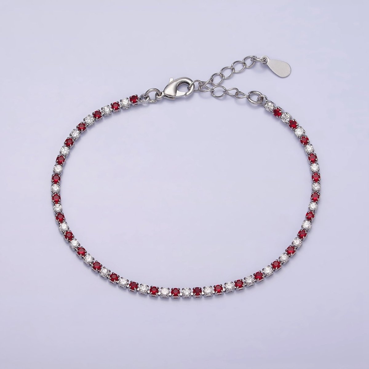 Dainty Diamond CZ Tennis Bracelet Blue Green Red Clear CZ Tennis Bracelet