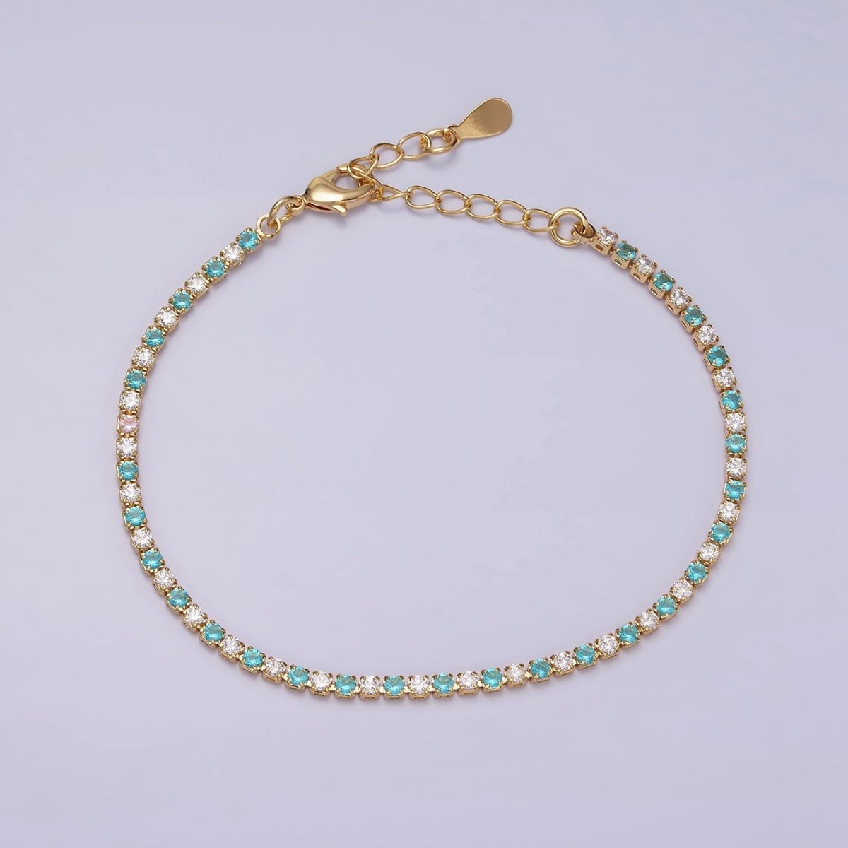 Dainty Diamond CZ Tennis Bracelet Blue Green Red Clear CZ Tennis Bracelet