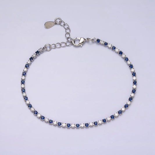 Dainty Diamond CZ Tennis Bracelet Blue Green Red Clear CZ Tennis Bracelet