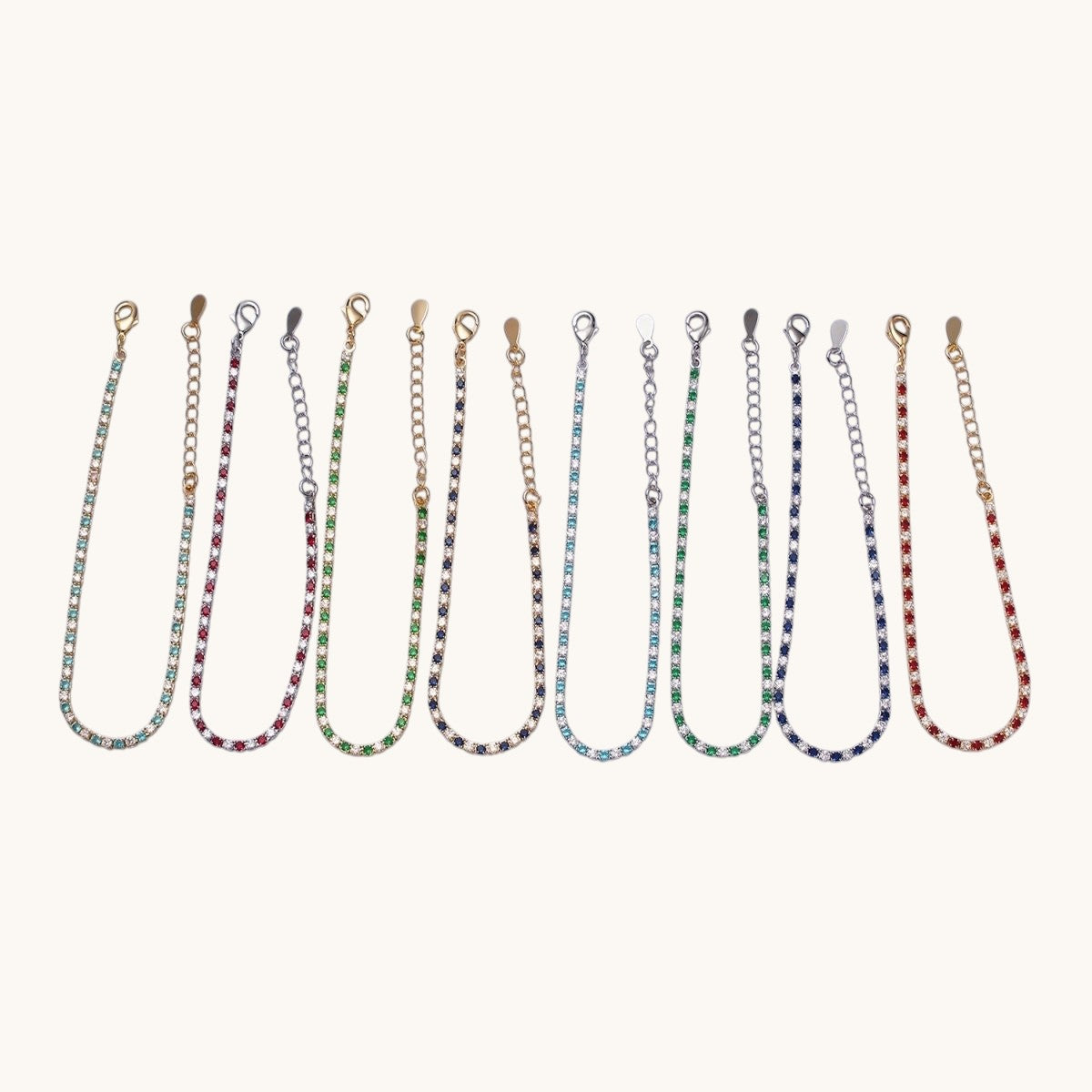 Dainty Diamond CZ Tennis Bracelet Blue Green Red Clear CZ Tennis Bracelet
