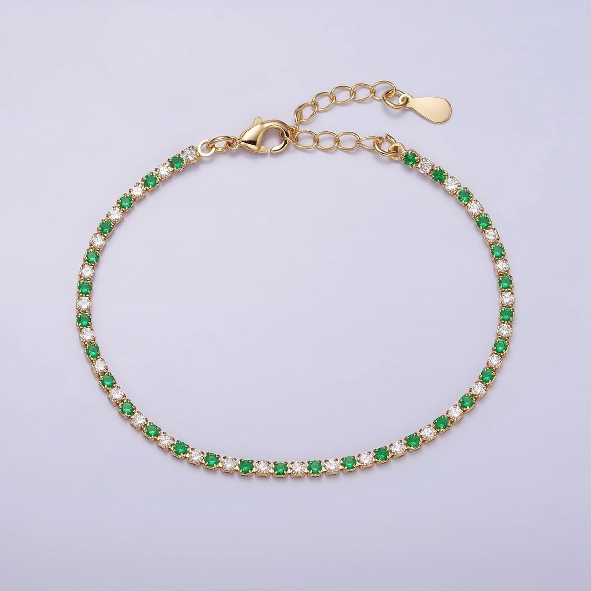 Dainty Diamond CZ Tennis Bracelet Blue Green Red Clear CZ Tennis Bracelet