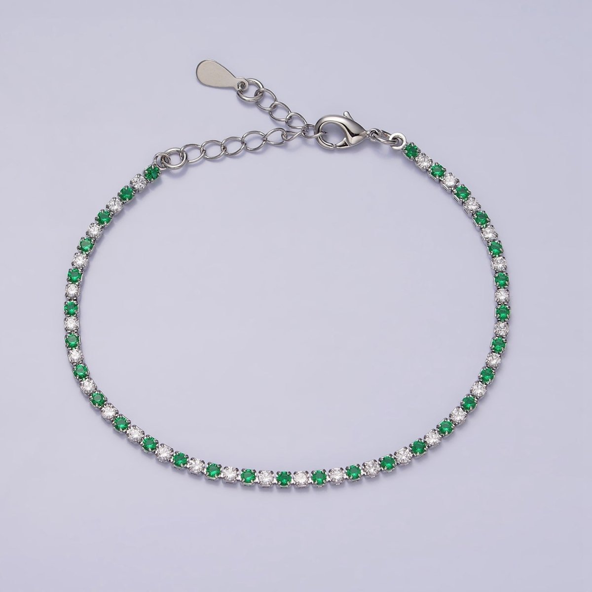 Dainty Diamond CZ Tennis Bracelet Blue Green Red Clear CZ Tennis Bracelet