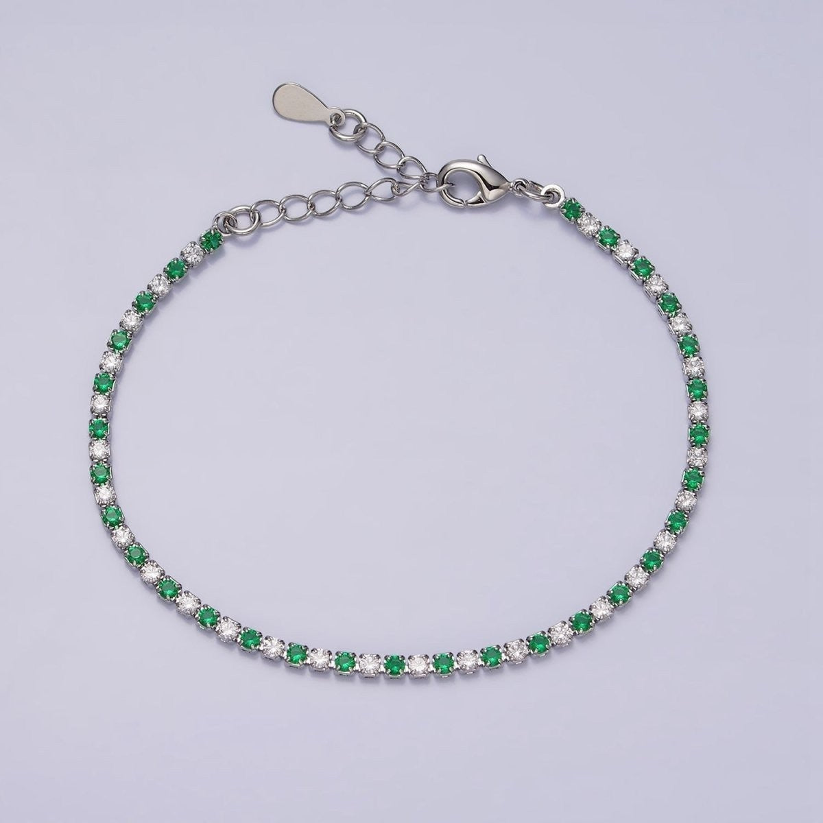 Dainty Diamond CZ Tennis Bracelet Blue Green Red Clear CZ Tennis Bracelet