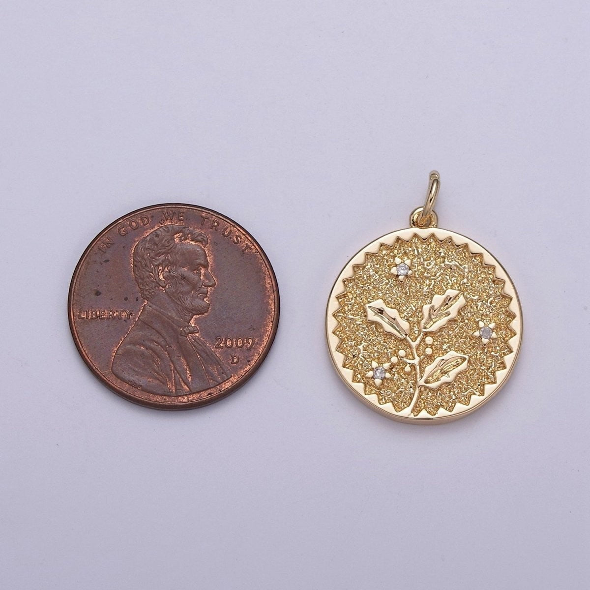 Dainty Floral Collection Sunflower, Rose, Holly Flower, Cherry Blossom, Lotus Charm 18K Gold Filled Medallion