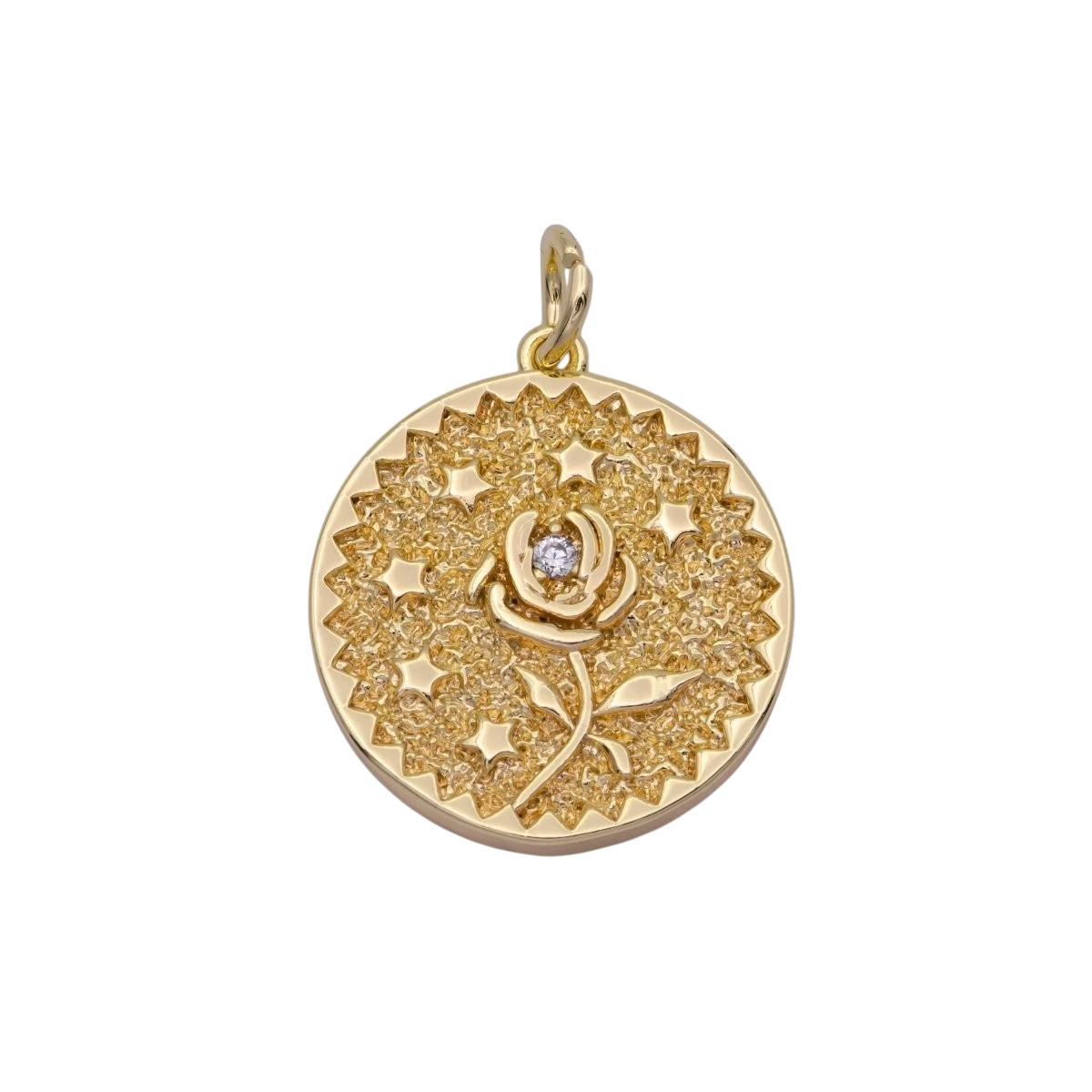 Dainty Floral Collection Sunflower, Rose, Holly Flower, Cherry Blossom, Lotus Charm 18K Gold Filled Medallion