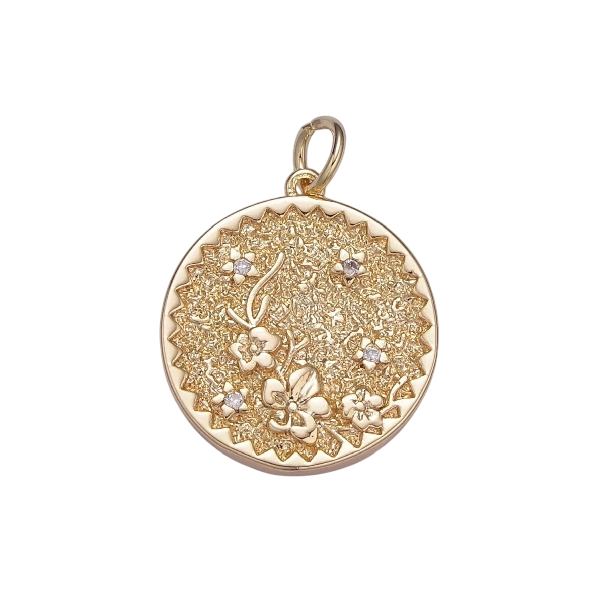 Dainty Floral Collection Sunflower, Rose, Holly Flower, Cherry Blossom, Lotus Charm 18K Gold Filled Medallion