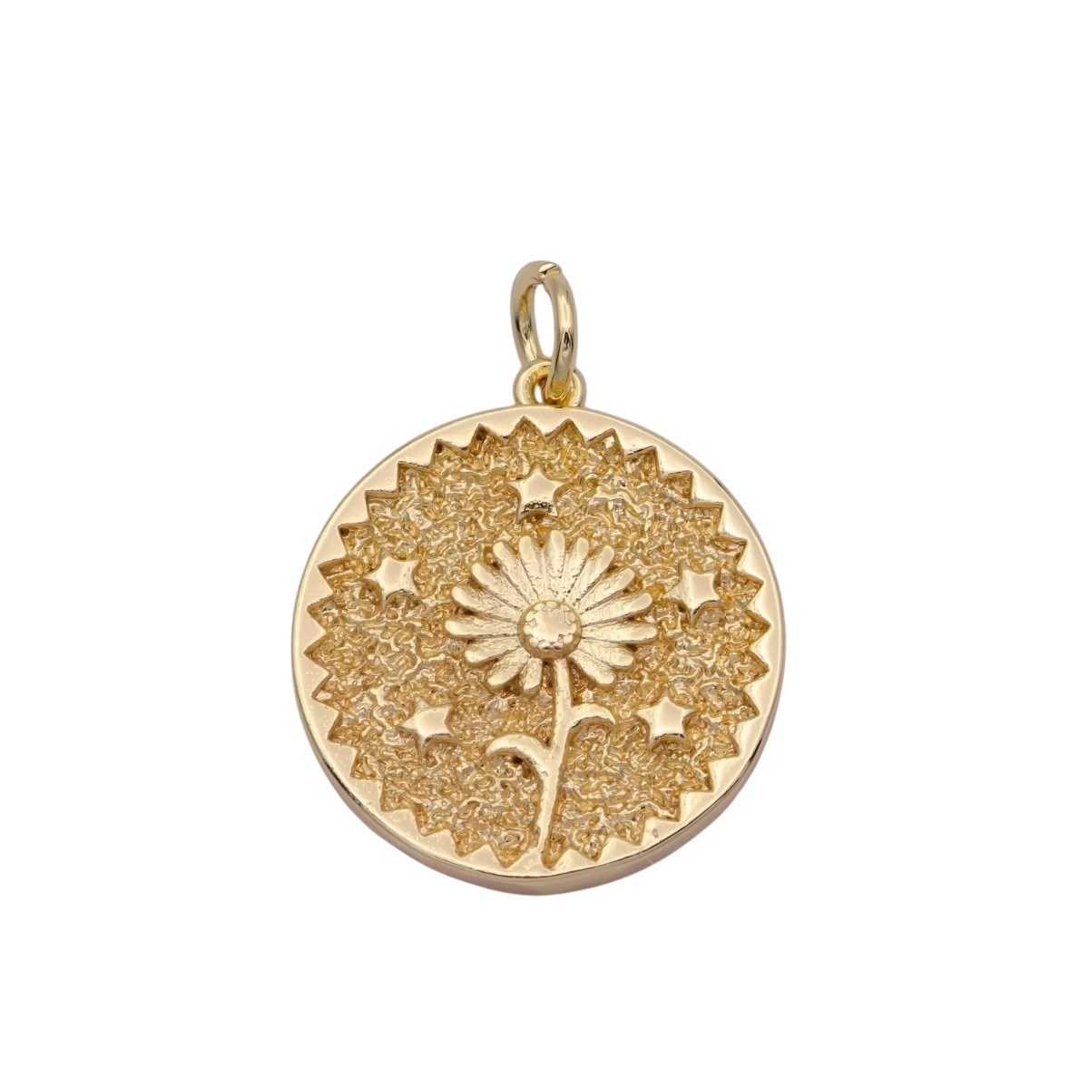 Dainty Floral Collection Sunflower, Rose, Holly Flower, Cherry Blossom, Lotus Charm 18K Gold Filled Medallion