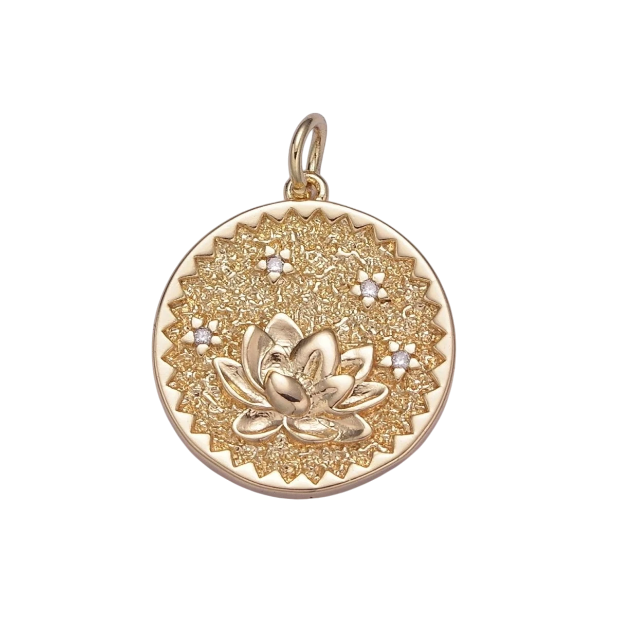 Dainty Floral Collection Sunflower, Rose, Holly Flower, Cherry Blossom, Lotus Charm 18K Gold Filled Medallion
