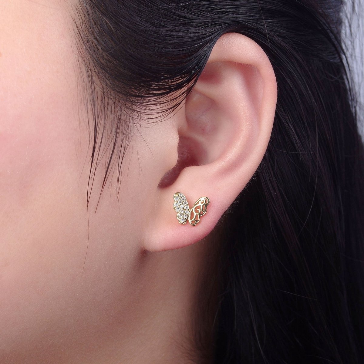 Dainty Gold Butterfly Stud Earrings - 18k Gold Filled Delicate Butterly Earrings