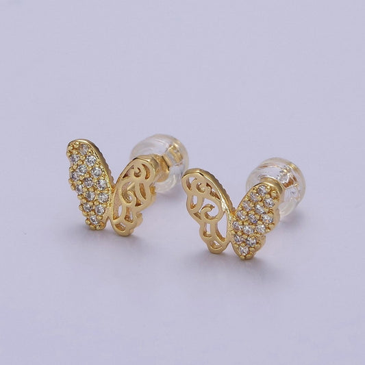 Dainty Gold Butterfly Stud Earrings - 18k Gold Filled Delicate Butterly Earrings