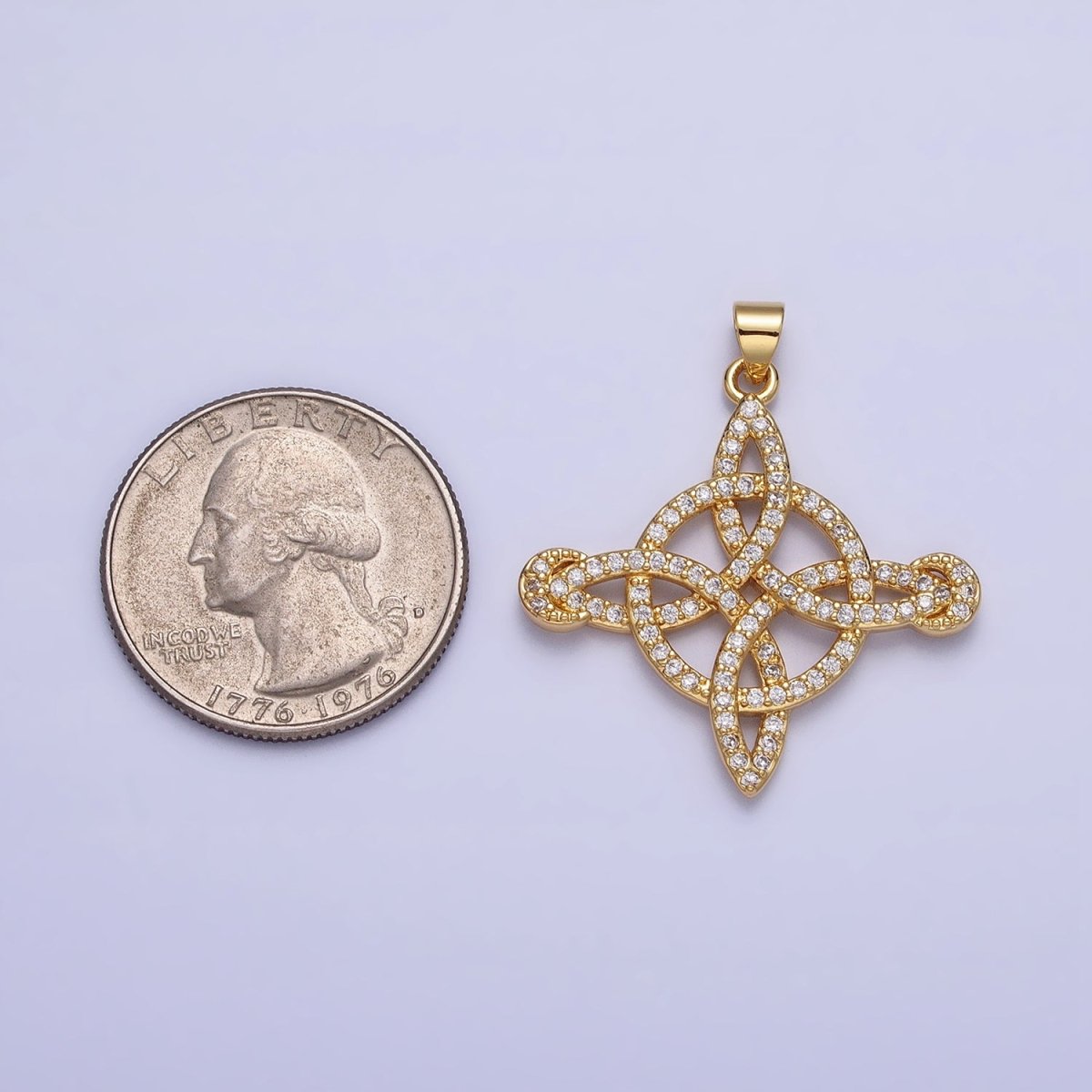 Large Gold-Filled 35mm Celtic Knot Pendant Micro Pave CZ Infinity Cross Eternal Knot Pendant