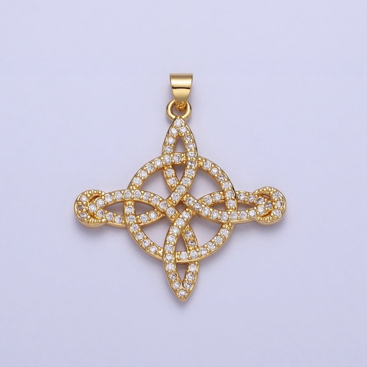 Large Gold-Filled 35mm Celtic Knot Pendant Micro Pave CZ Infinity Cross Eternal Knot Pendant