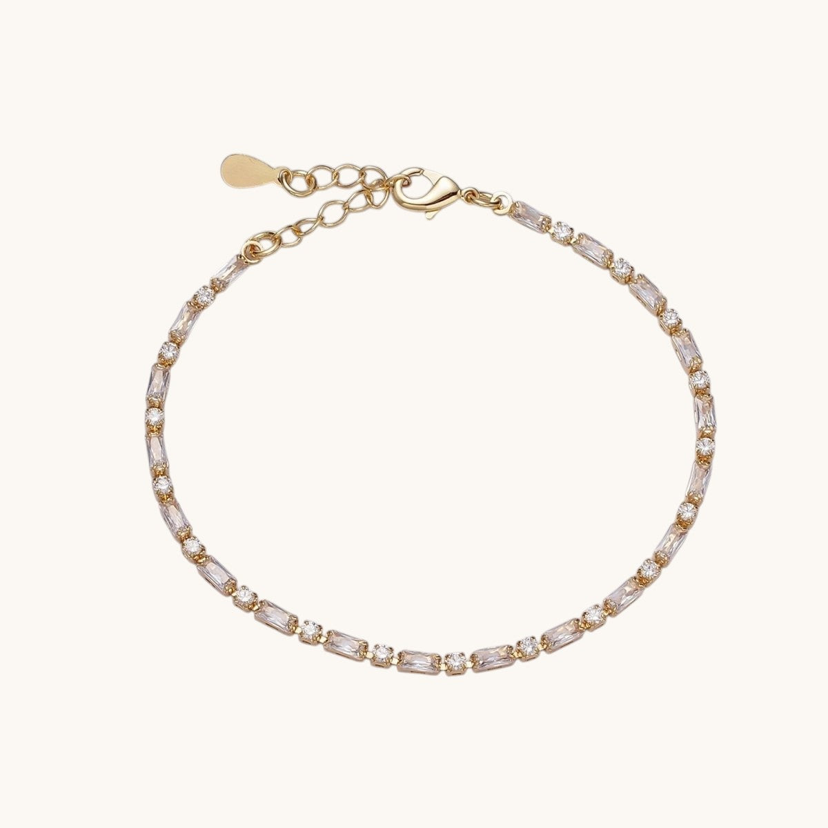 Dainty Gold Filled Tennis Bracelet Emerald Mix Baguette Round Clear Pink Green Cubic Zirconia Link Tennis Bracelet Minimalist Jewelry