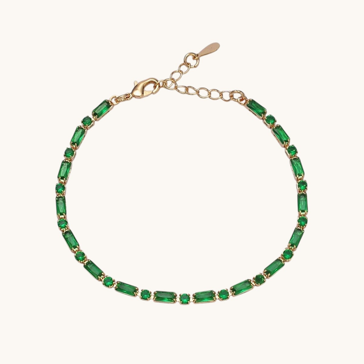 Dainty Gold Filled Tennis Bracelet Emerald Mix Baguette Round Clear Pink Green Cubic Zirconia Link Tennis Bracelet Minimalist Jewelry