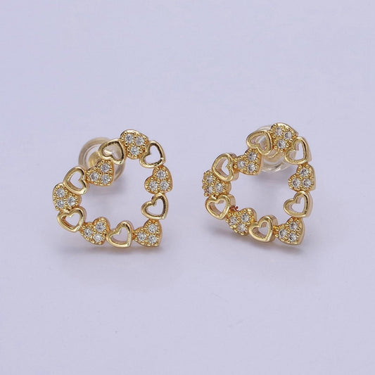 Dainty Gold Heart Stud Earrings Minimalist Delicate Earring 18K Gold Filled Stud Earrings