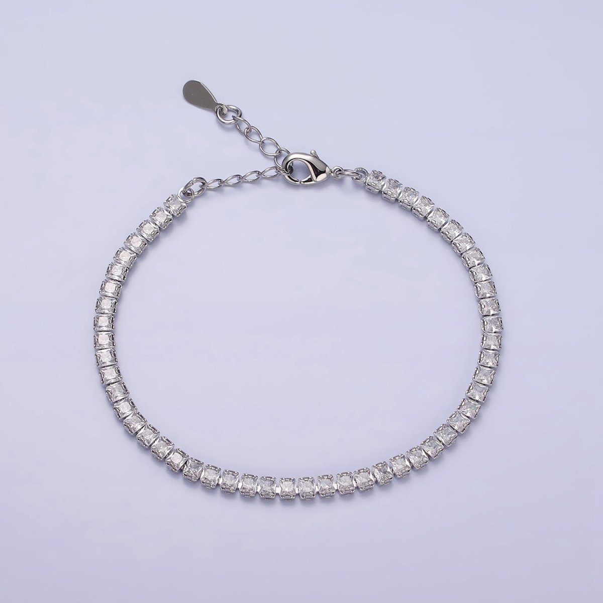 Dainty 3mm Tennis Bracelet Clear Pink Green Cubic Zirconia Minimalist Tennis Bracelet