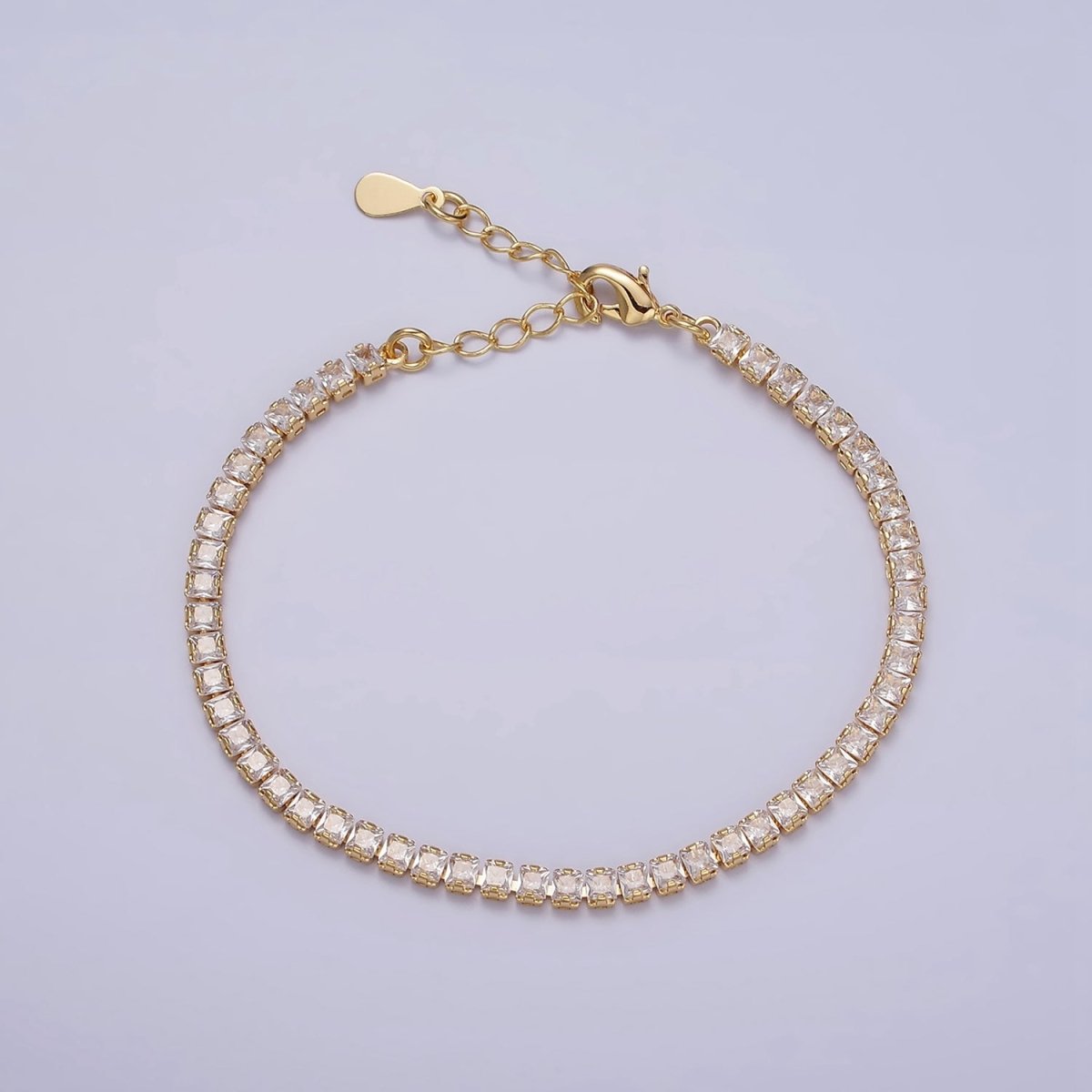 Dainty 3mm Tennis Bracelet Clear Pink Green Cubic Zirconia Minimalist Tennis Bracelet