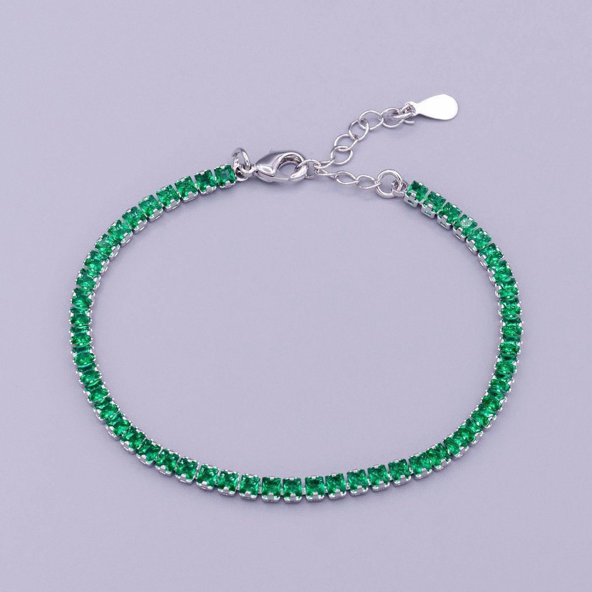 Dainty 3mm Tennis Bracelet Clear Pink Green Cubic Zirconia Minimalist Tennis Bracelet