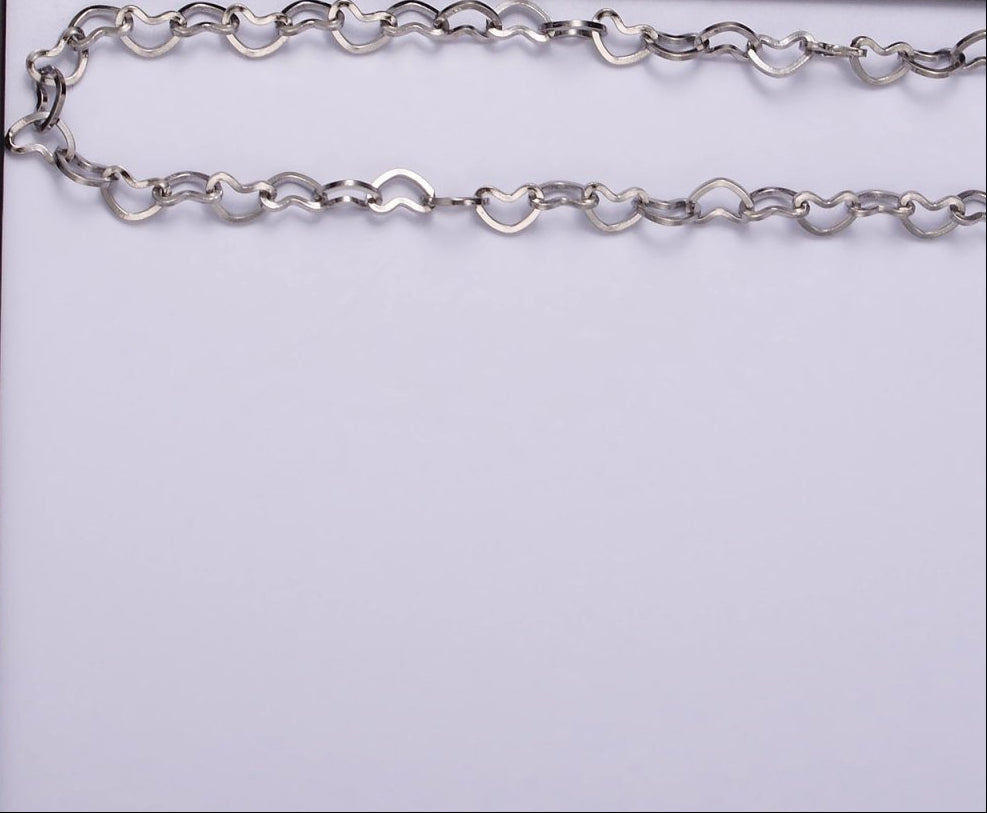 Dainty Heart Chain Necklace Stainless Steel 18" Necklace in Silver