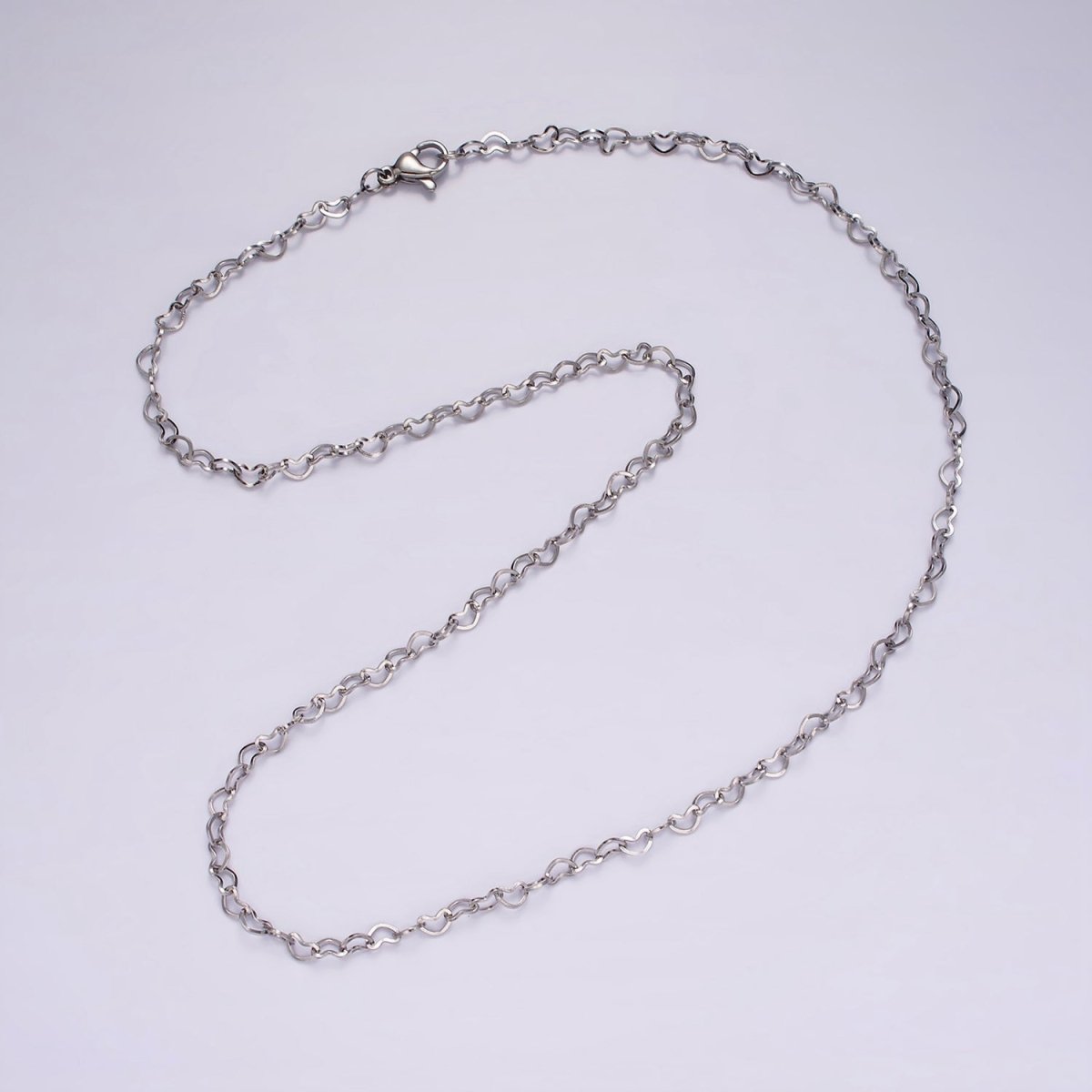 Dainty Heart Chain Necklace Stainless Steel 18" Necklace in Silver