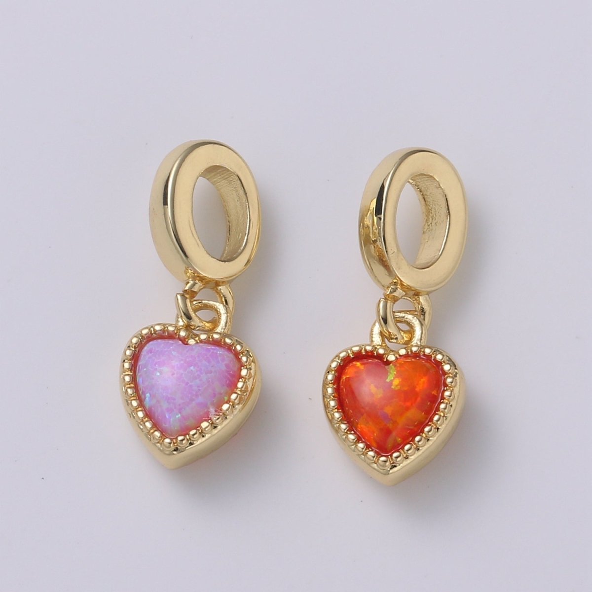 Dainty 17mm Heart Pendant 14K Gold-Filled Opal Rondelle Pendant for Love Opal Birthstone Cubic Zirconia Geometricl Bezel Pendant