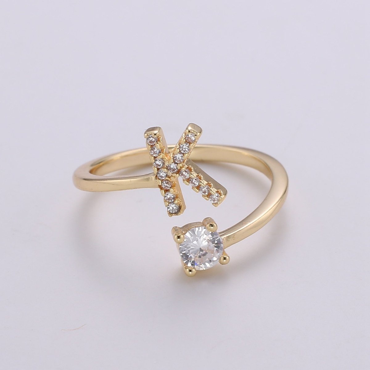 Dainty Initial Ring Gold Letter Ring Minimalist Initial Ring Initial Name Ring Adjustable Initial CZ Ring Personalized Bridesmaid Gift