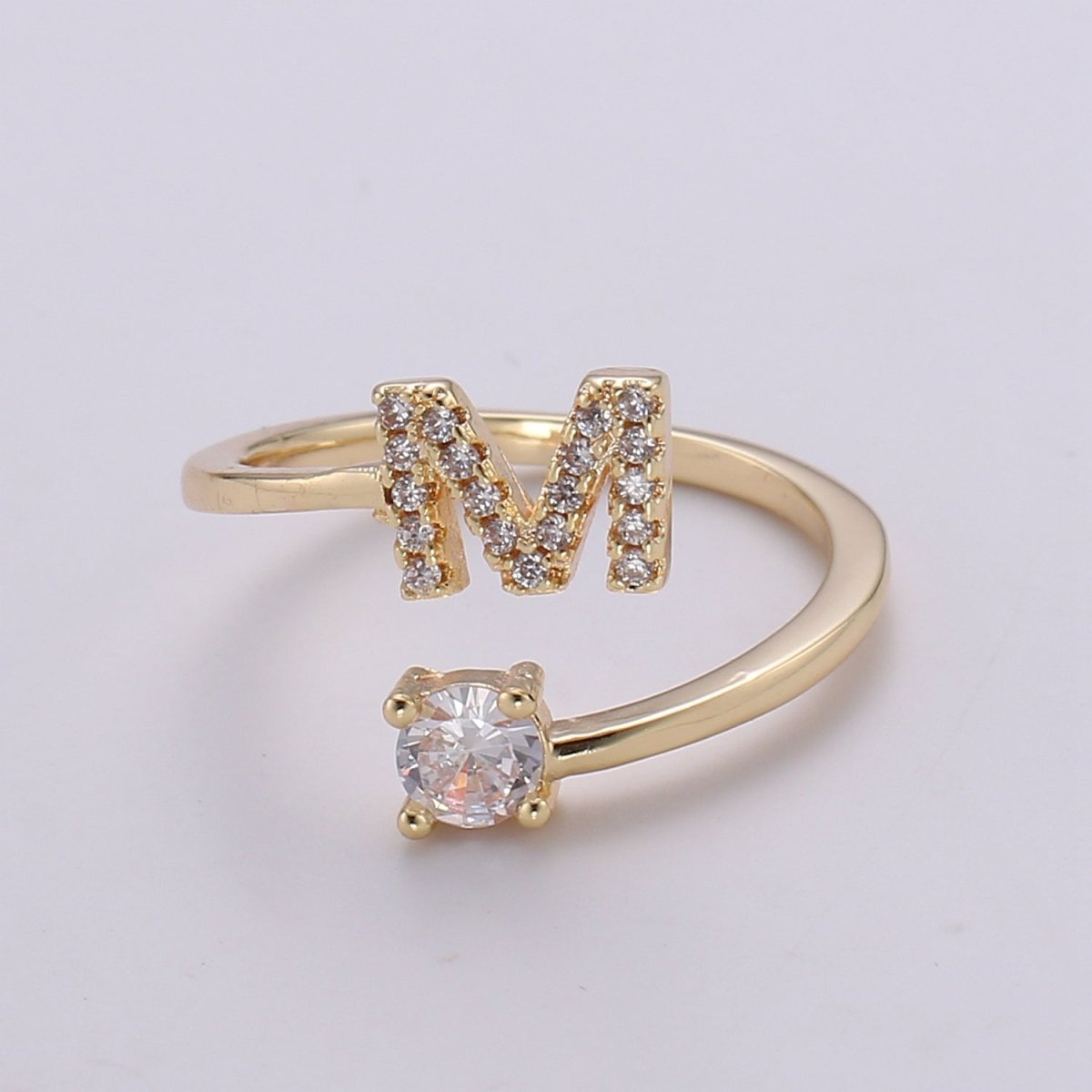 Dainty Initial Ring Gold Letter Ring Minimalist Initial Ring Initial Name Ring Adjustable Initial CZ Ring Personalized Bridesmaid Gift