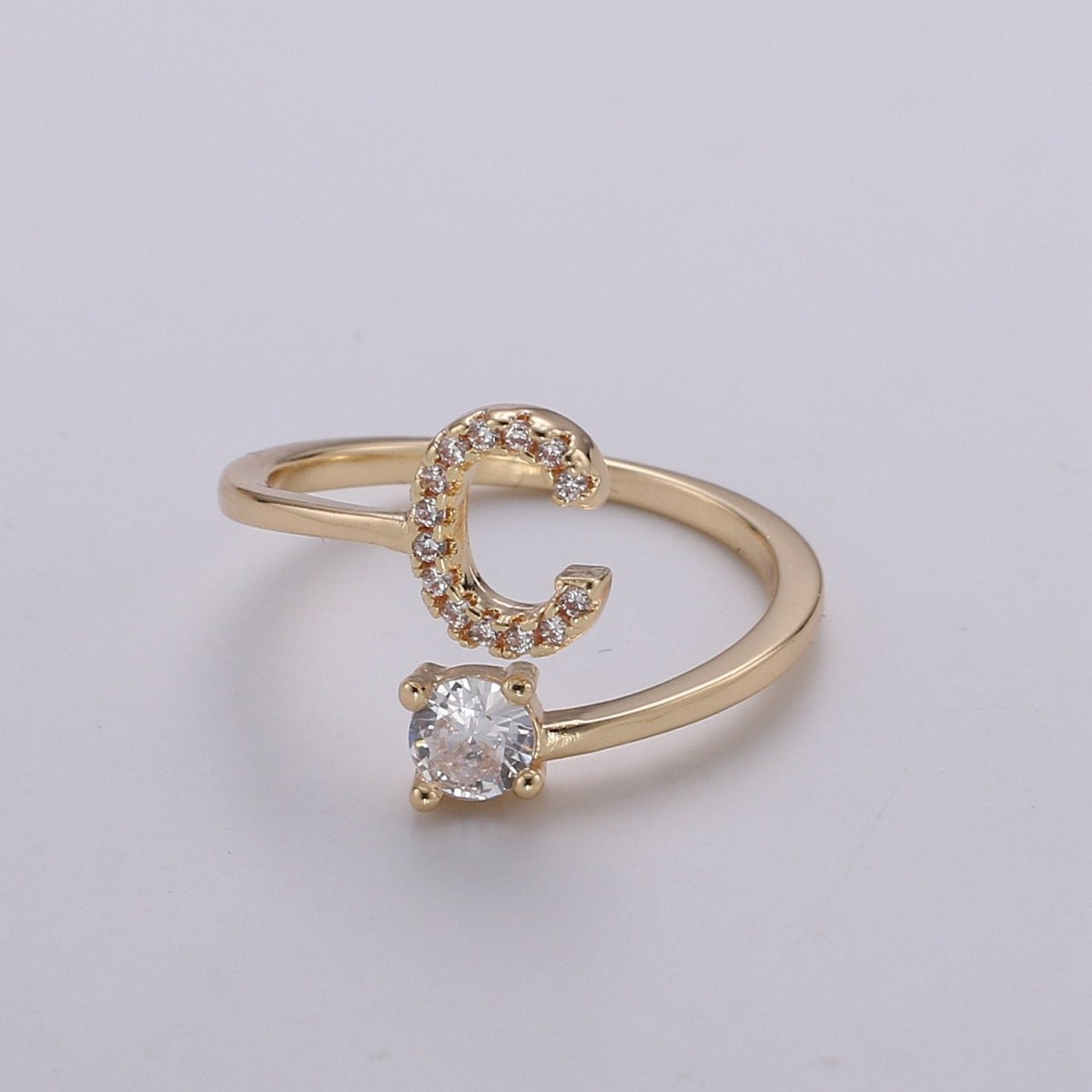 Dainty Initial Ring Gold Letter Ring Minimalist Initial Ring Initial Name Ring Adjustable Initial CZ Ring Personalized Bridesmaid Gift