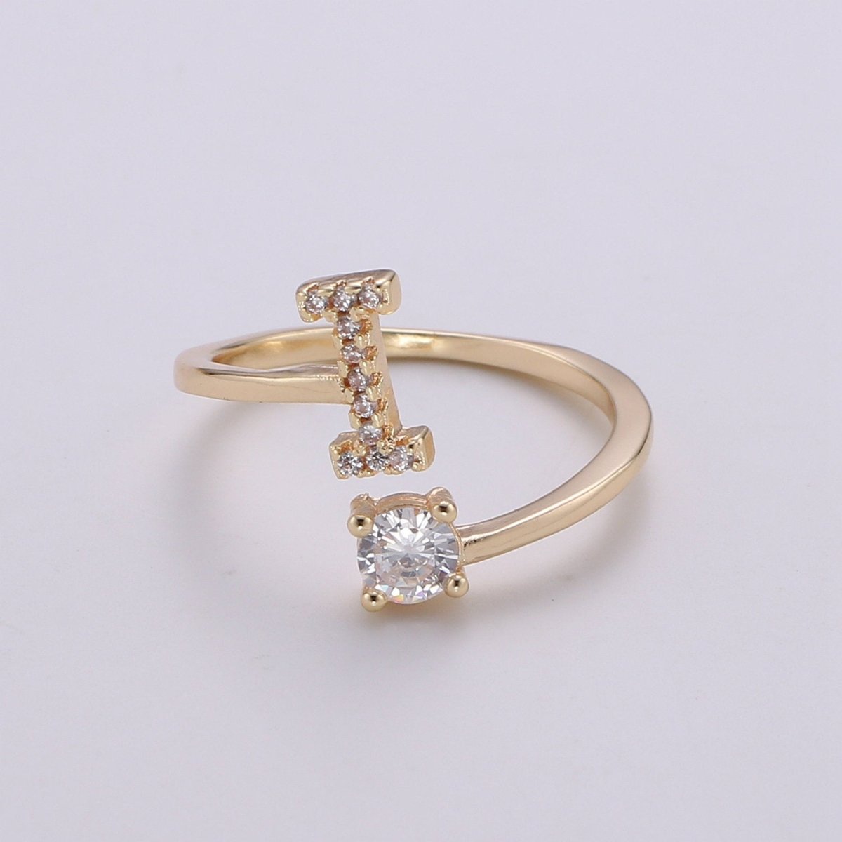 Dainty Initial Ring Gold Letter Ring Minimalist Initial Ring Initial Name Ring Adjustable Initial CZ Ring Personalized Bridesmaid Gift