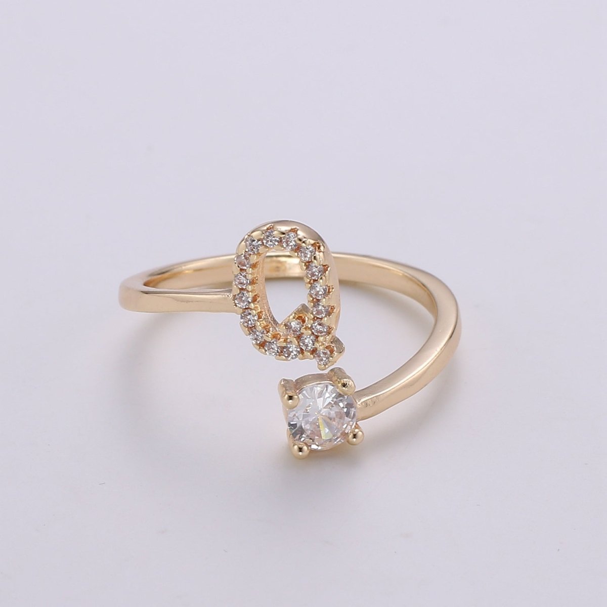 Dainty Initial Ring Gold Letter Ring Minimalist Initial Ring Initial Name Ring Adjustable Initial CZ Ring Personalized Bridesmaid Gift