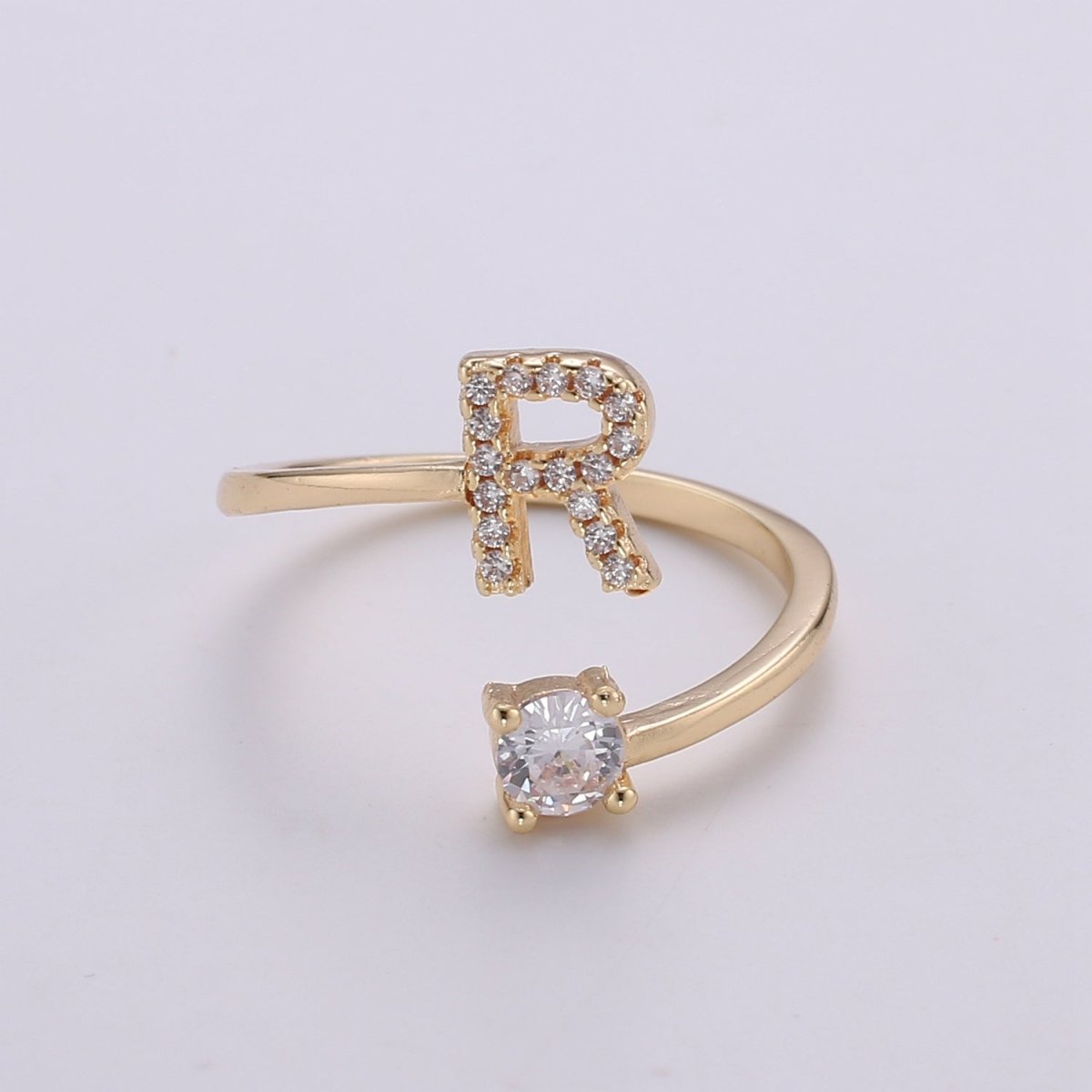 Dainty Initial Ring Gold Letter Ring Minimalist Initial Ring Initial Name Ring Adjustable Initial CZ Ring Personalized Bridesmaid Gift