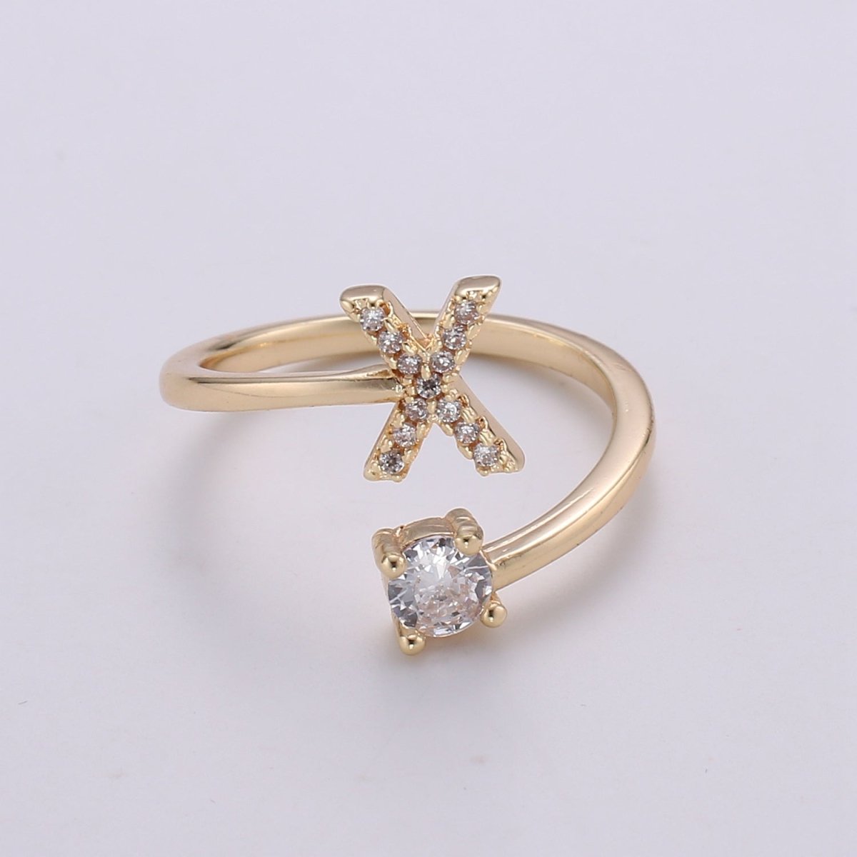 Dainty Initial Ring Gold Letter Ring Minimalist Initial Ring Initial Name Ring Adjustable Initial CZ Ring Personalized Bridesmaid Gift