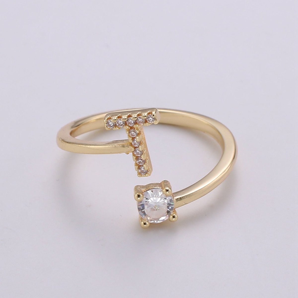 Dainty Initial Ring Gold Letter Ring Minimalist Initial Ring Initial Name Ring Adjustable Initial CZ Ring Personalized Bridesmaid Gift