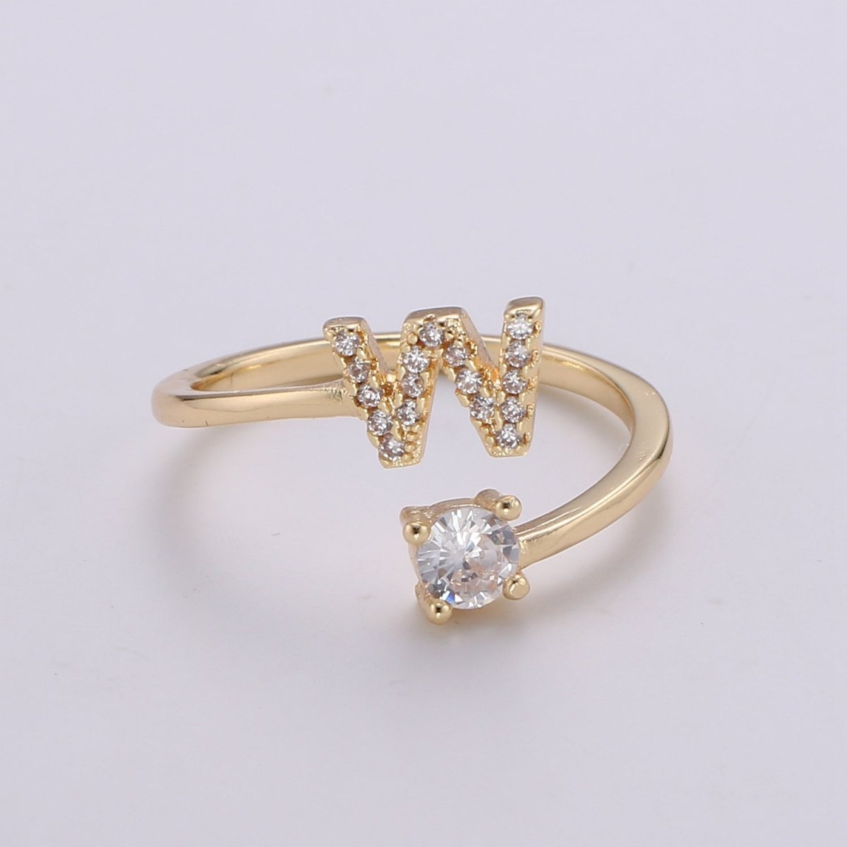 Dainty Initial Ring Gold Letter Ring Minimalist Initial Ring Initial Name Ring Adjustable Initial CZ Ring Personalized Bridesmaid Gift