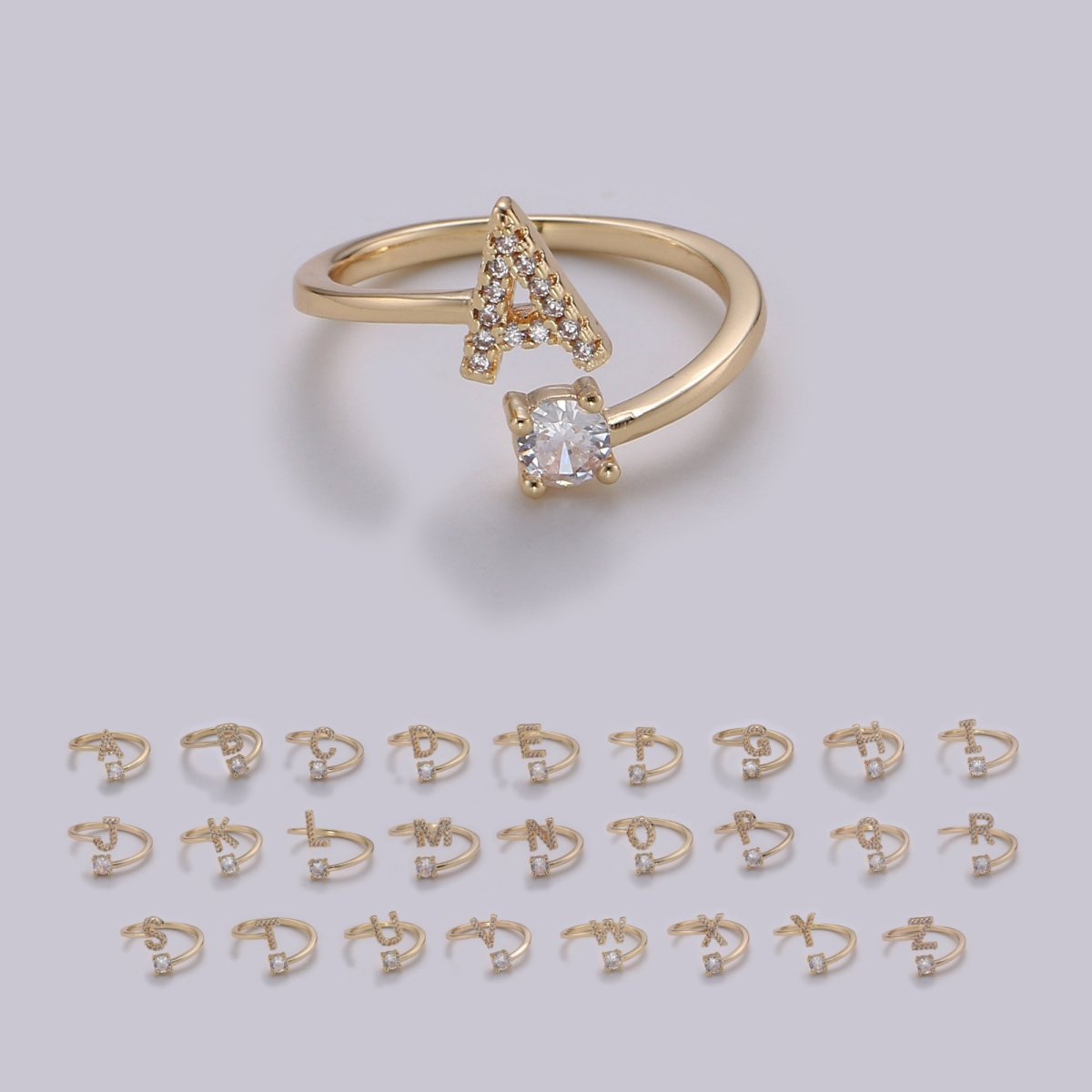 Dainty Initial Ring Gold Letter Ring Minimalist Initial Ring Initial Name Ring Adjustable Initial CZ Ring Personalized Bridesmaid Gift