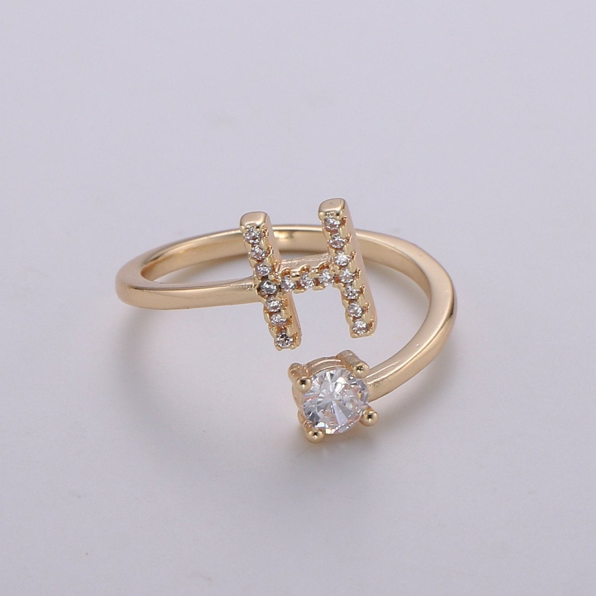 Dainty Initial Ring Gold Letter Ring Minimalist Initial Ring Initial Name Ring Adjustable Initial CZ Ring Personalized Bridesmaid Gift