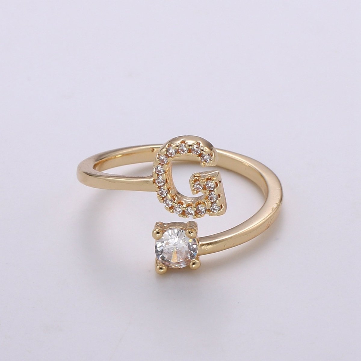 Dainty Initial Ring Gold Letter Ring Minimalist Initial Ring Initial Name Ring Adjustable Initial CZ Ring Personalized Bridesmaid Gift