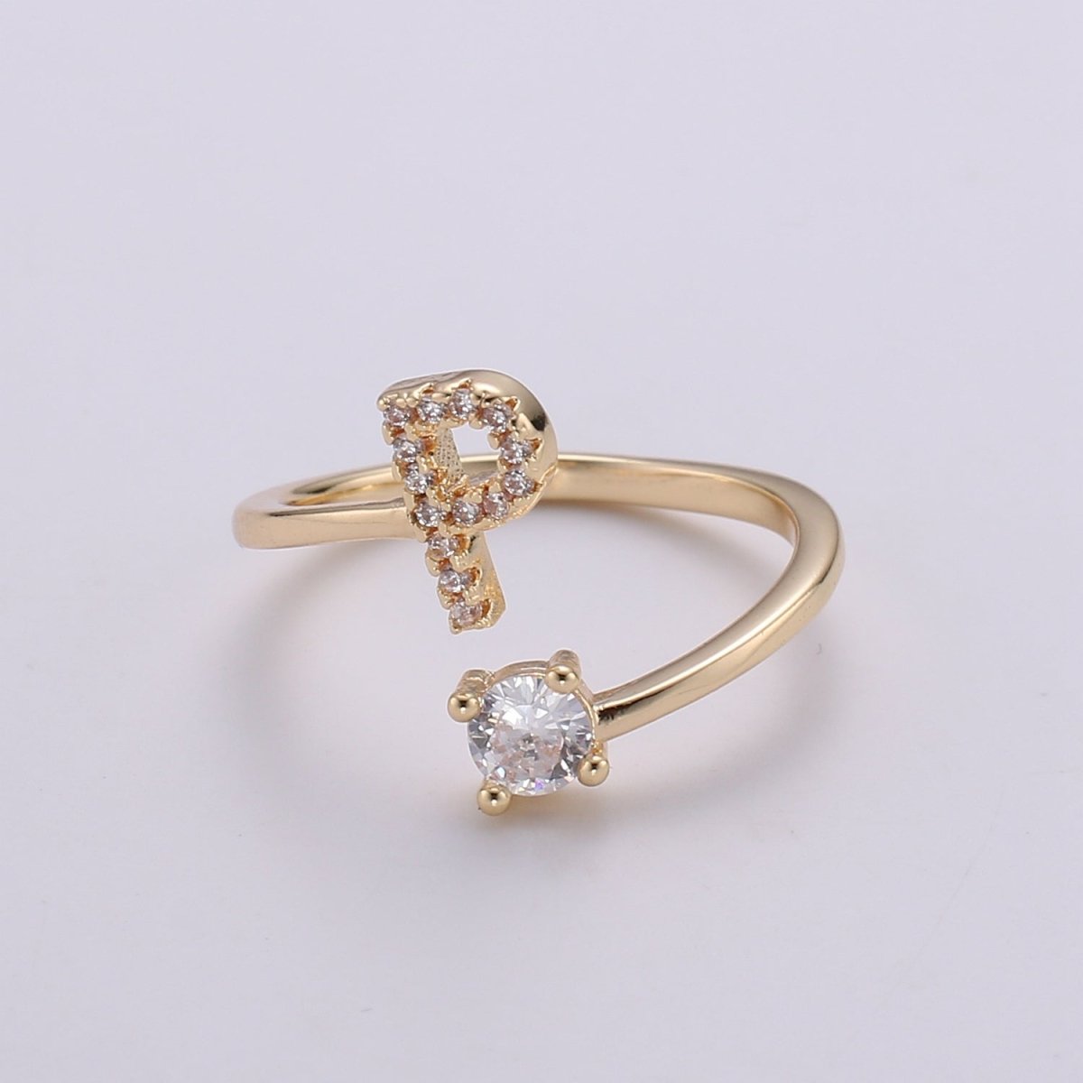 Dainty Initial Ring Gold Letter Ring Minimalist Initial Ring Initial Name Ring Adjustable Initial CZ Ring Personalized Bridesmaid Gift