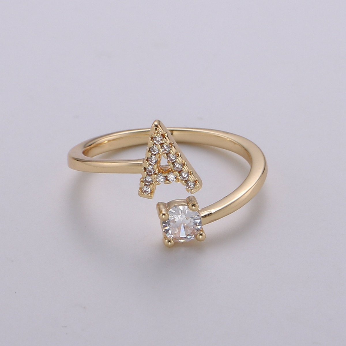 Dainty Initial Ring Gold Letter Ring Minimalist Initial Ring Initial Name Ring Adjustable Initial CZ Ring Personalized Bridesmaid Gift