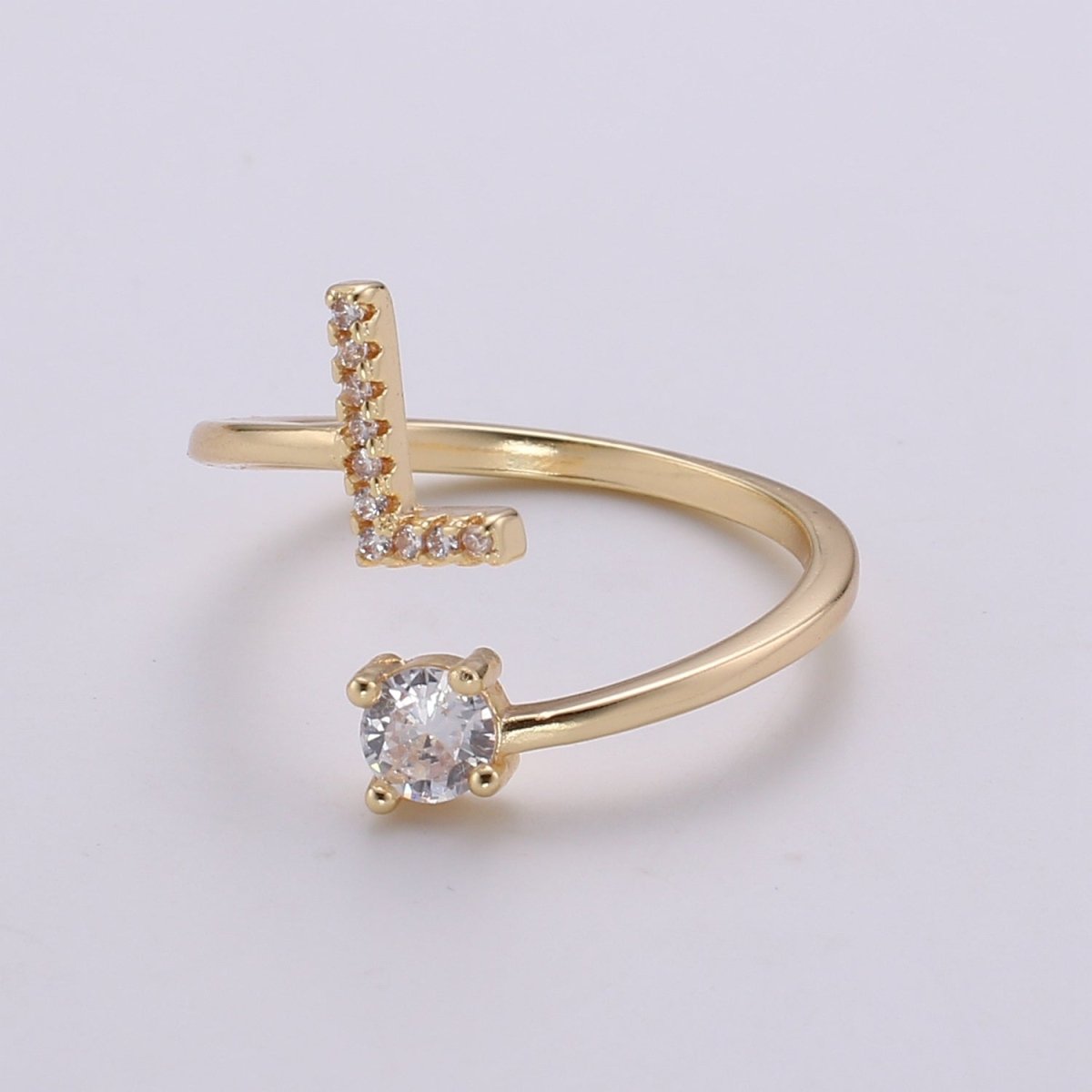Dainty Initial Ring Gold Letter Ring Minimalist Initial Ring Initial Name Ring Adjustable Initial CZ Ring Personalized Bridesmaid Gift