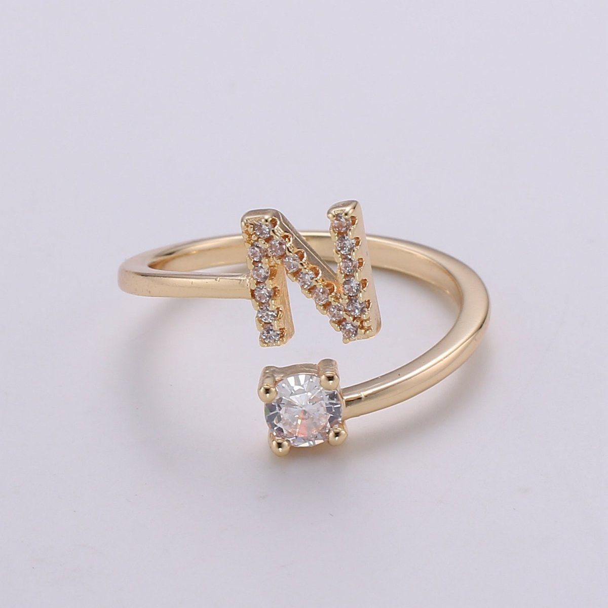 Dainty Initial Ring Gold Letter Ring Minimalist Initial Ring Initial Name Ring Adjustable Initial CZ Ring Personalized Bridesmaid Gift