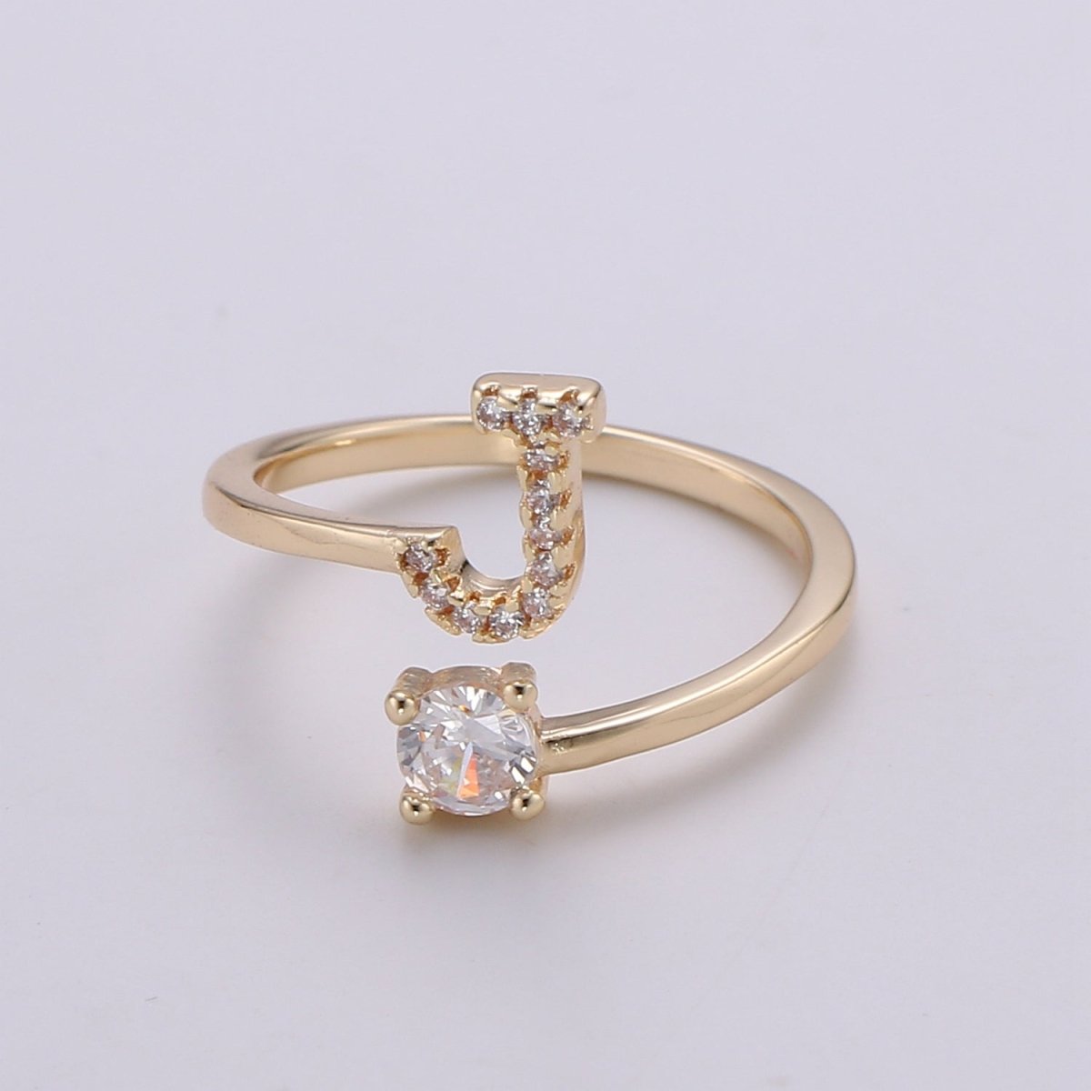 Dainty Initial Ring Gold Letter Ring Minimalist Initial Ring Initial Name Ring Adjustable Initial CZ Ring Personalized Bridesmaid Gift