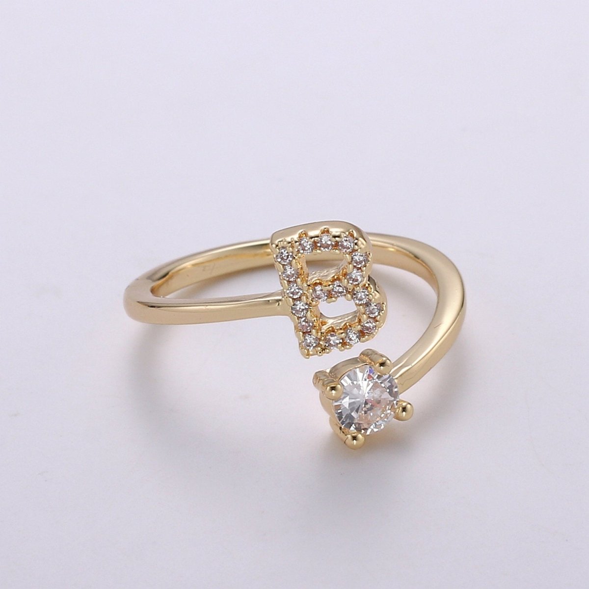 Dainty Initial Ring Gold Letter Ring Minimalist Initial Ring Initial Name Ring Adjustable Initial CZ Ring Personalized Bridesmaid Gift