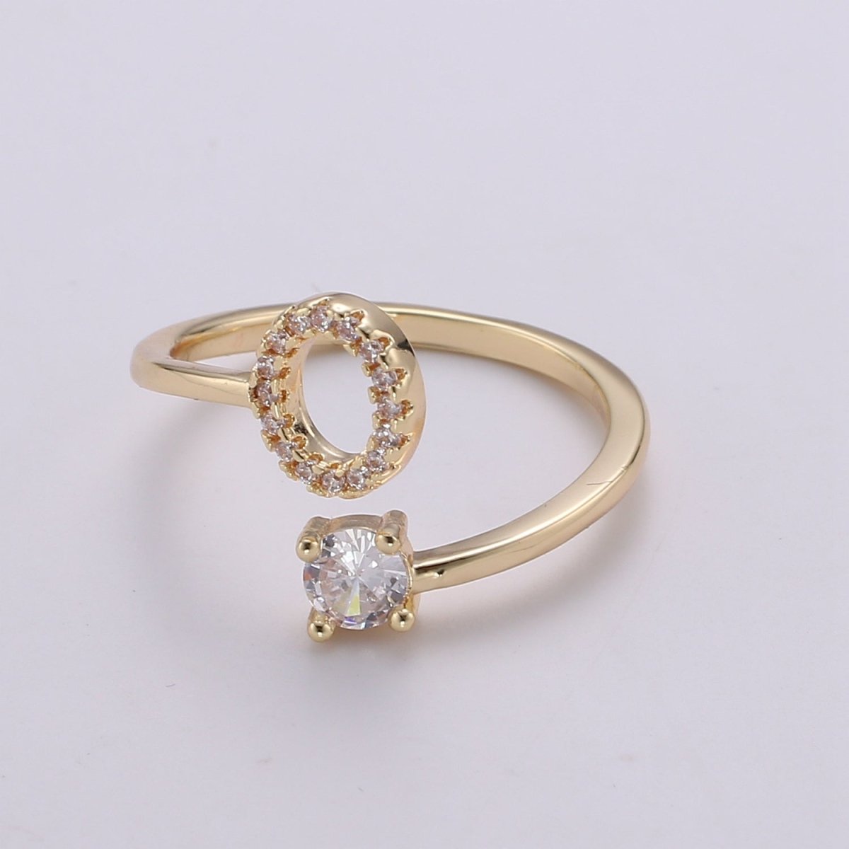 Dainty Initial Ring Gold Letter Ring Minimalist Initial Ring Initial Name Ring Adjustable Initial CZ Ring Personalized Bridesmaid Gift
