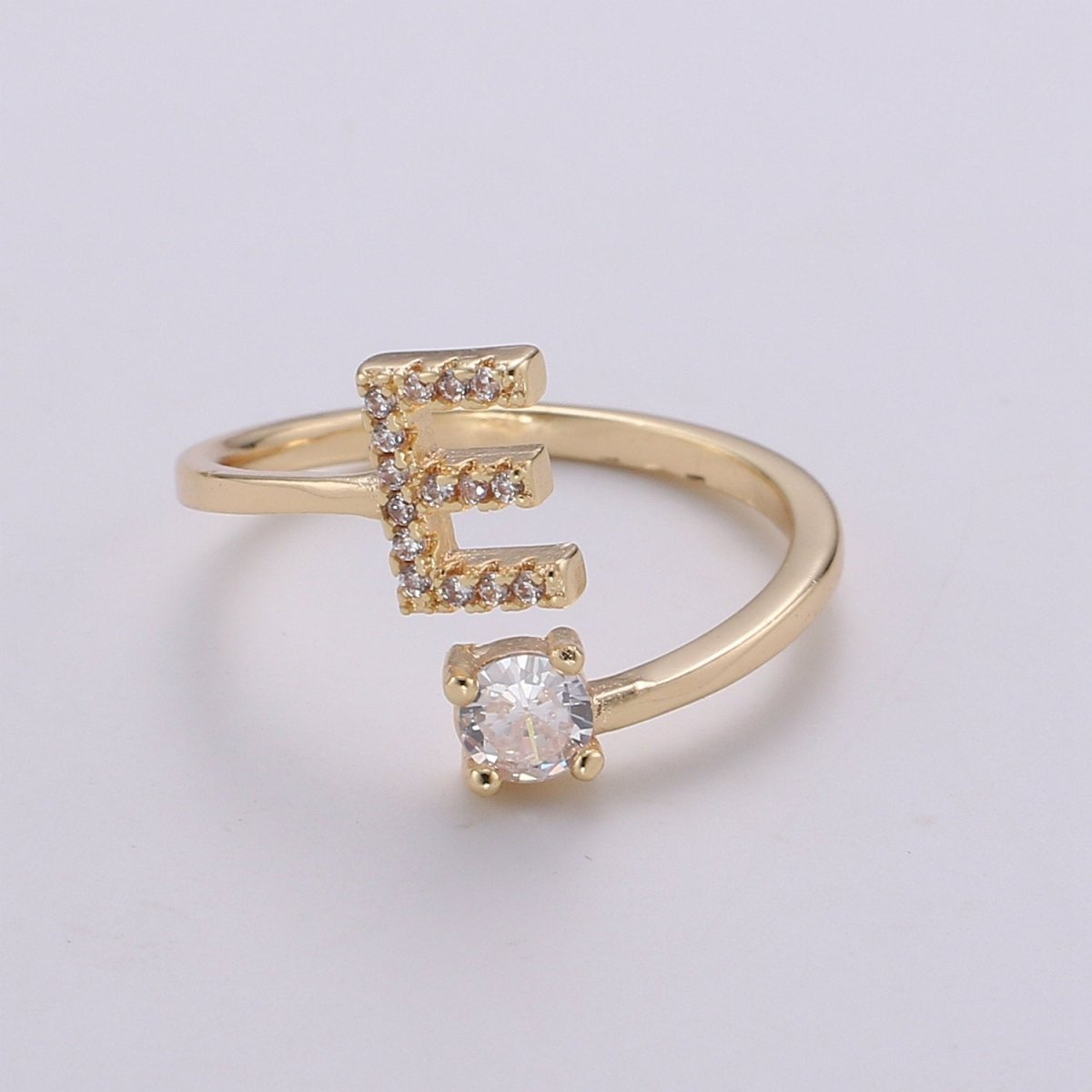 Dainty Initial Ring Gold Letter Ring Minimalist Initial Ring Initial Name Ring Adjustable Initial CZ Ring Personalized Bridesmaid Gift